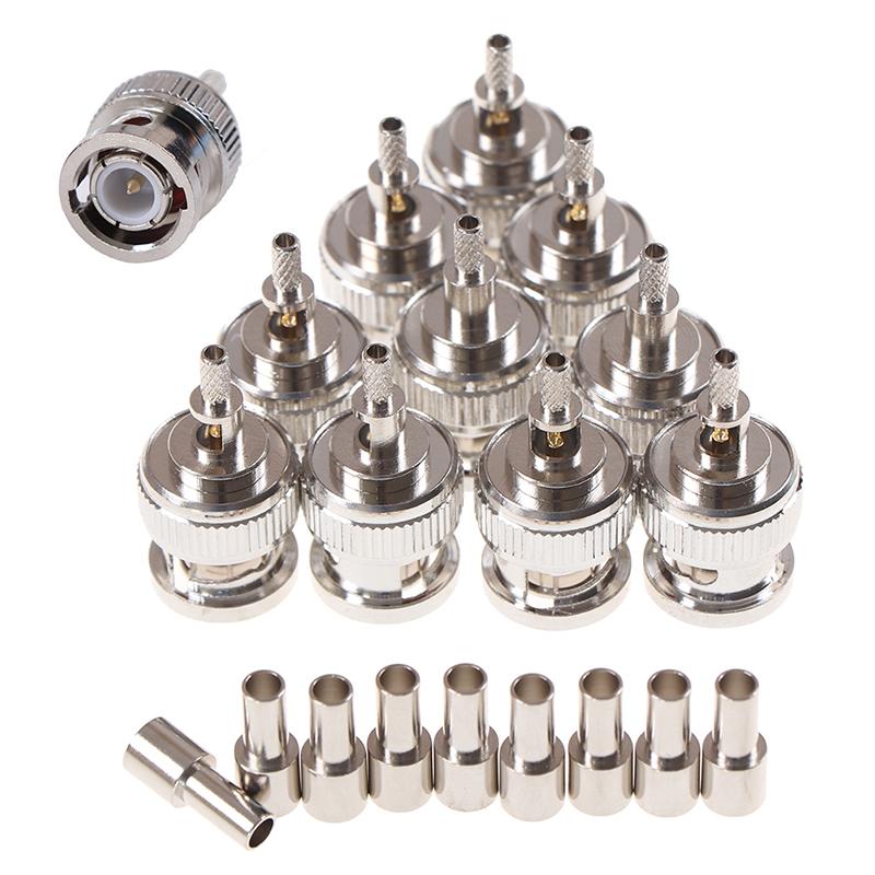 10Pcs Bnc Male Plug Window Crimp Rg316 Rg174 Rg179 Lmr100 Cable Connector