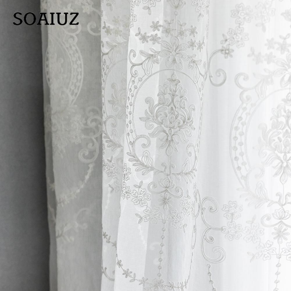 1 PC Embroidered White Tulle Curtain Popular Elegant European Design Nuan Series
