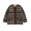 Eco-Friendly Lamb Wool Fair Isle Print Warm Retro Coat