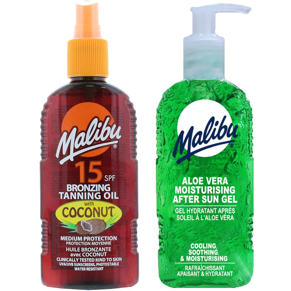 Malibu Coconut Tanning Oil SPF15 200ml + Aloe After-Sun Gel 200ml