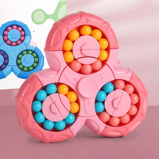 Colorful Bean Fidget Spinner Toy 2-In-1 Rotating Bean Cube Gyro Stress Anxiety Relief Fingertip Spinning Sensory Toy Kids Adults Party Favors
