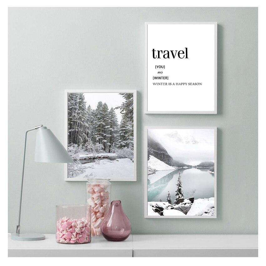 Лесной Олень Кедр Зима Снег Лес Настенное Искусство Холст Живопись Скандинавские Постеры и Настенные Картины Гостиная Дом Декор