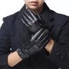 Мужские водонепроницаемые ветрозащитные перчатки из искусственной кожи с бархатной подкладкой для зимы: Удобный сенсорный экран для езды на велосипеде и вождения на открытом воздухе