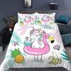Unicorn Duvet Cover Set King Queen Size Pink 3D Print Cute Unicorn Star Rainbow Cloud for Kids Girls Boys Polyester Bedding Set