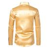 Мужская шелковая атласная рубашка с длинным рукавом, повседневная приталенная классическая рубашка, стильная однотонная рубашка с лацканами на пуговицах, деловые официальные рубашки
