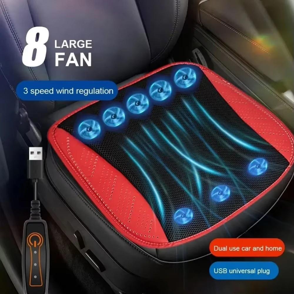 with 8/5 USB Fans Car Ice Silk Seat Cushion Fast Blowing Car Seat Cooling Pad Office Chairs