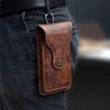 Outdoor Climbing Belt Clip Holster Retro Men Faux Leather Waist Bag Phone