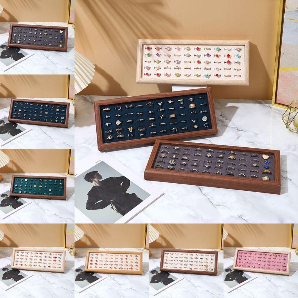 50 Slot Rings Display Tray Velvet Stud Earrings Storage Rack Fashion Jewelry Trays Finger Ring