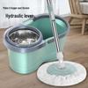 Hands-Free Spin Mop with Round Head and Reinforced Pole, Includes Water Absorbent Mop Cloth and Bucket