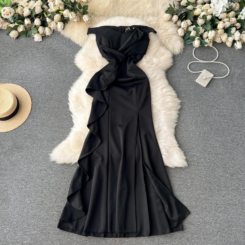 Торжественное платье с открытыми плечами и топом, женское платье невесты для тоста, платье Par Par на день рождения, торжественное платье, платье High Sense