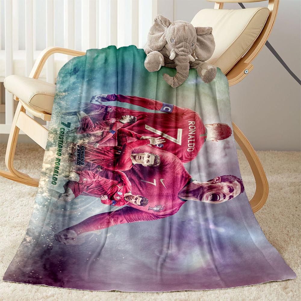 Ronaldo's Legacy Soccer Blanket Soft Warm Cozy Great for Office Chair Picnics Office Four Seasons Multipurpose Modern Style