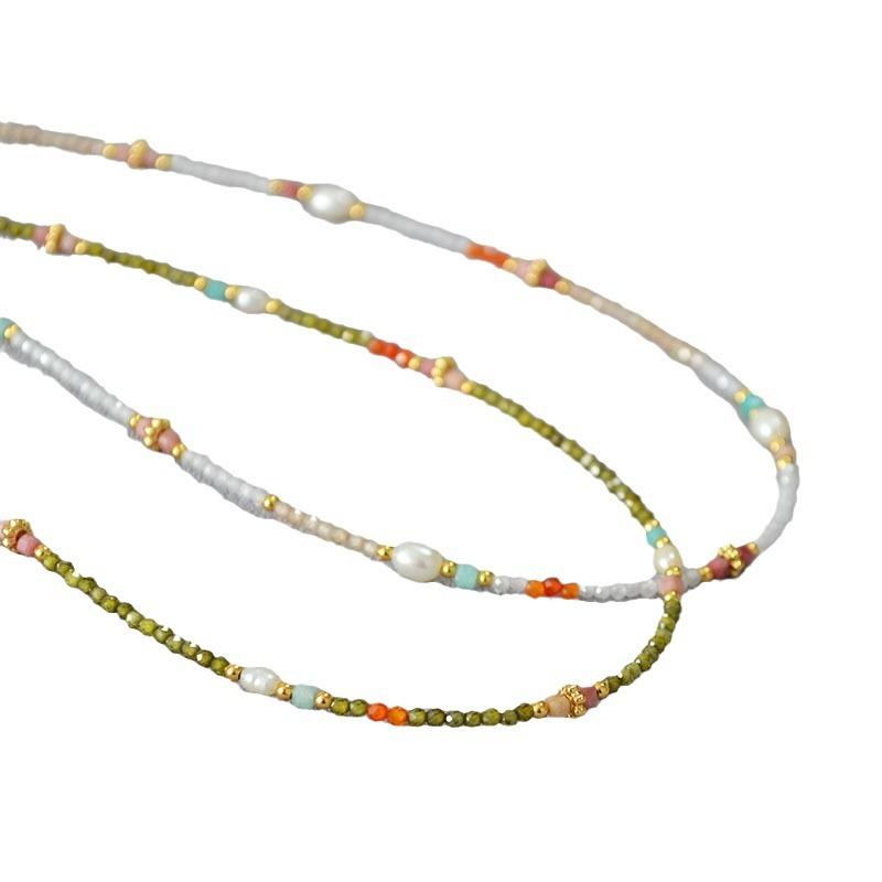 Нишевый дизайн ретро полупрозрачная текстура циркон жемчуг бисер простой темперамент чрезвычайно изящное ожерелье ключица цепочка для женщин