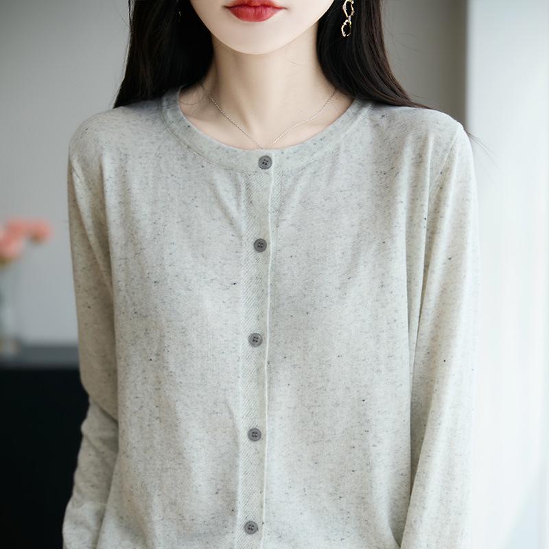 Women's Versatile Long-Sleeved Cardigan: Snowflake Dot, High-Grade Imitation Wool Knit Sweater