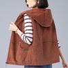Casual Hooded Corduroy Short Vest Women's Spring and Autumn Middle-aged Mother Vest Waistcoat