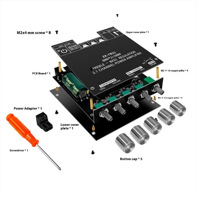 ZK-TB21 TPA3116D2 Совместимая с Bluetooth Плата Усилителя Сабвуфера 50 Вт+50 Вт 100 Вт 2.1-канальный Мощный Стерео Усилитель Басов