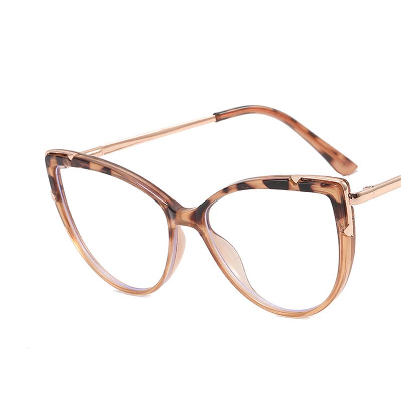 Metal Cat Eye Glasses Frame Woman Fashion Brand Designer New Trend Cateye Computer Eyewaer Gradient Color Frame Eyegalsses