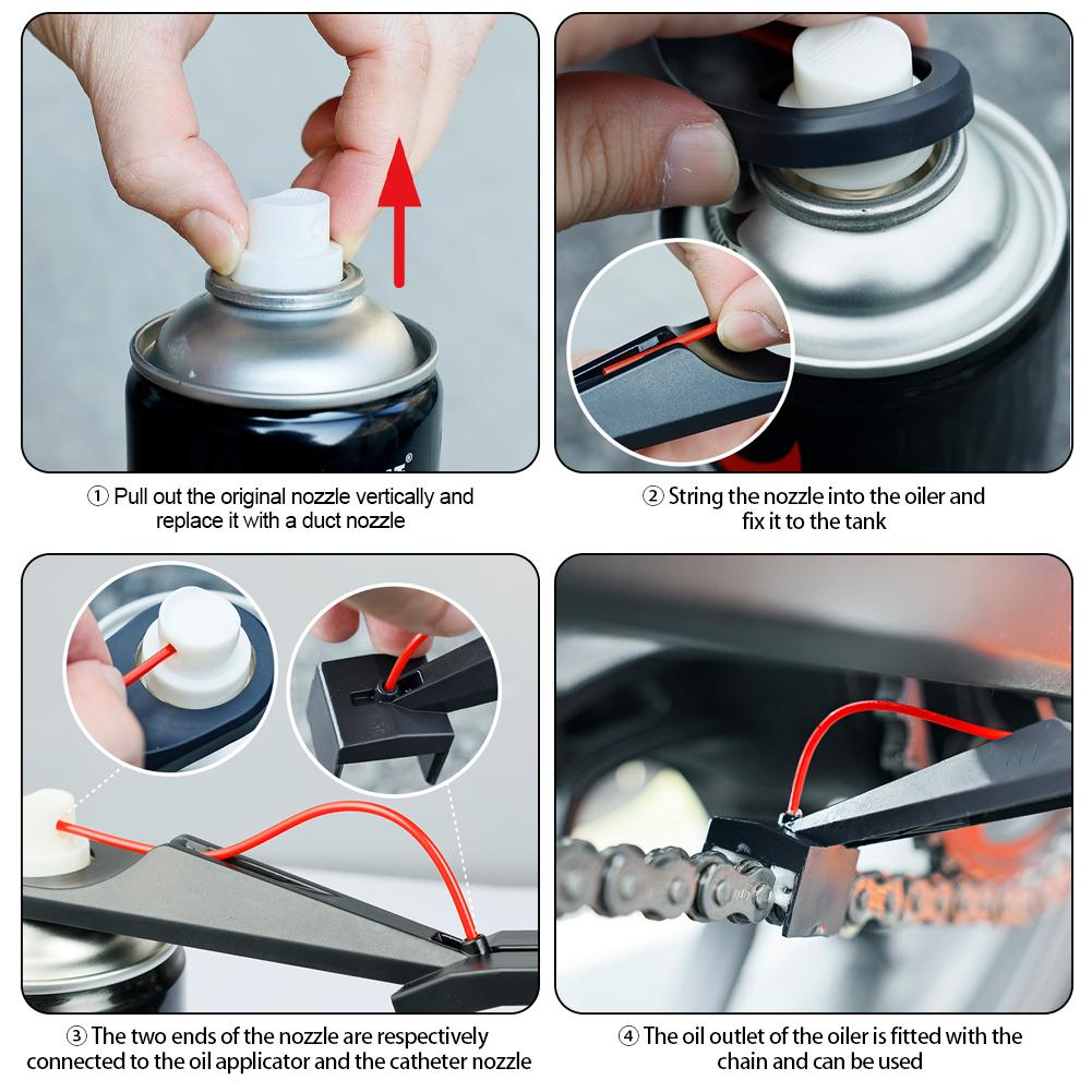 Комплект для смазки цепи мотоцикла, распылитель для смазки цепи мотоцикла, аппликатор для смазки цепи, насадка для очистки цепи без пятен