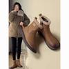 Leather Snow Boots Women's 2025 New Winter Martin Boots Lamb Velvet Warm Short Boots Waterproof Cotton Shoes Boots