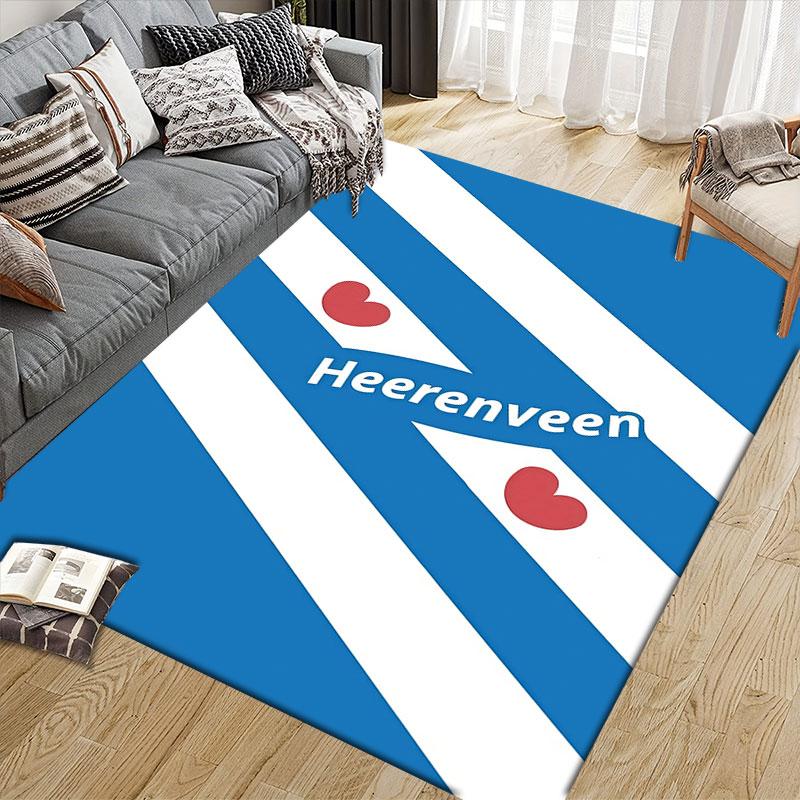 Heerenveen Flannel Printed Carpet, Home Sofa Decoration for Living Room & Bedroom, Non‑Slip Play Flannel Floor Mat for Game Room