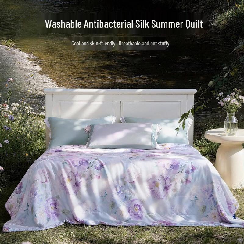 FUANNA Lightweight Tencel Cool Summer Quilt with Tussah Silk Fill