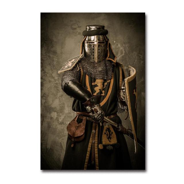 Европейский Рыцарь Плакат Украшение Картина Маслом Ретро Минимализм Средневековый Воин Спальня Гостиная Украшения Искусство