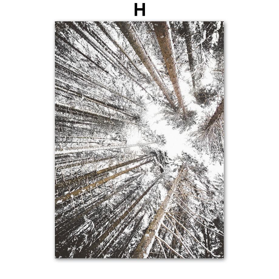 Настенная картина на холсте, зимний снег, дом, сосновый лист, северный олень, плакаты на скандинавскую тему и принты, настенные панно для декора гостиной