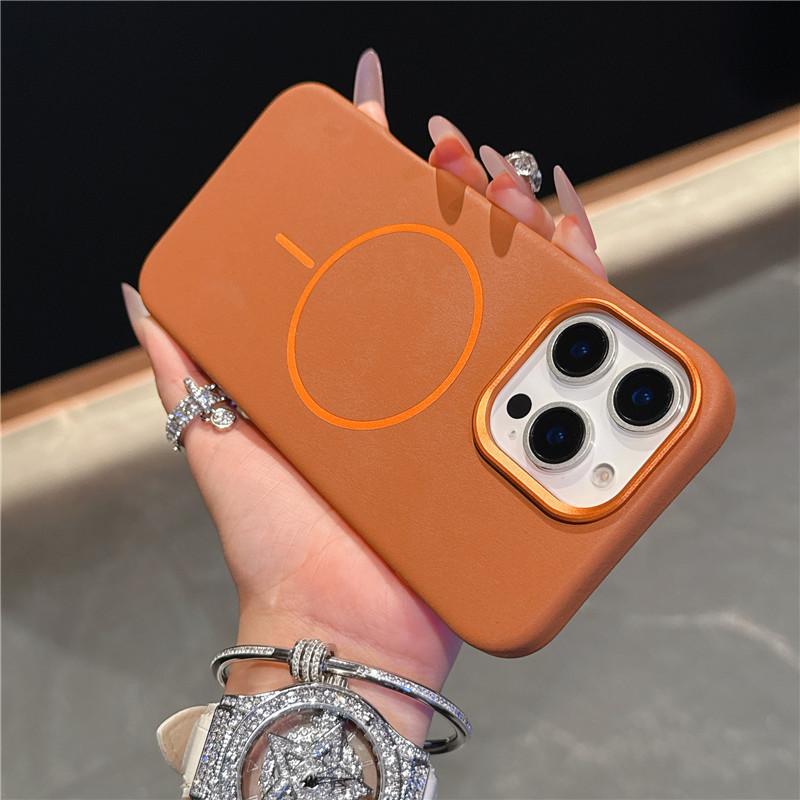 Metal Lens Protection Magnetic Attraction Case for iPhone 13 14 15 16 17 Pro Max 17 Air Premium Leather Wireless Charging Cover