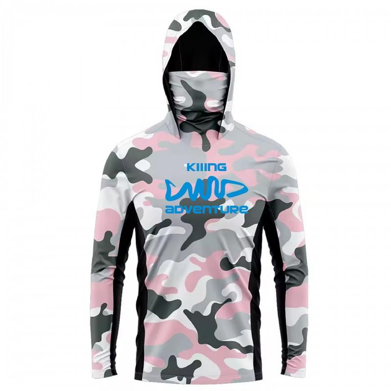 Mens Quick-Dry Hooded Sun Protection Fishing Cycling Jersey Breathable Long Sleeve Outdoor Sportswear