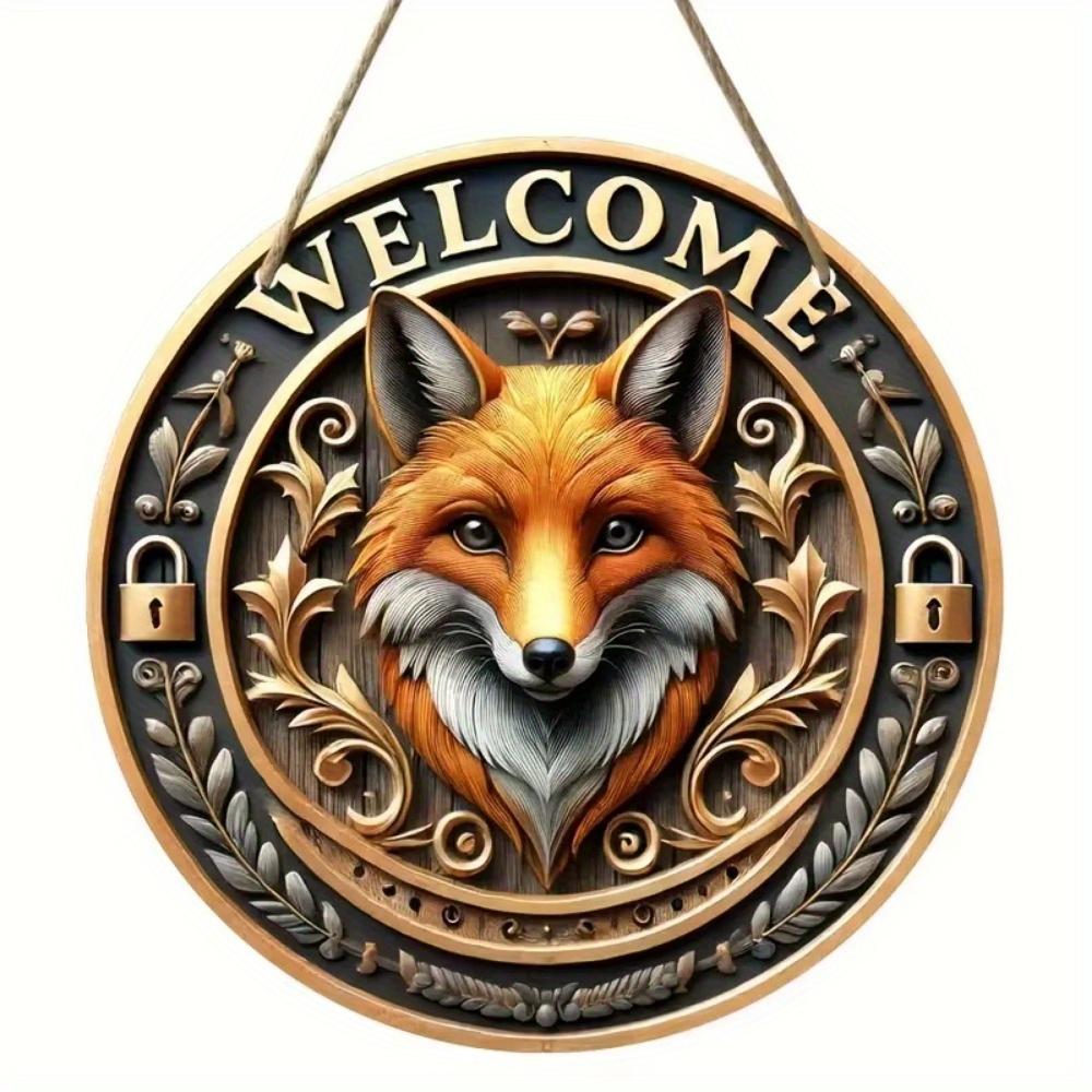 1 шт. 2d плоский деревенский стиль приветственный круглый деревянный знак - 20 см, животная тематика, подходит для домашнего зала, сада, бара, кафе, двери, украшения забора, подарка