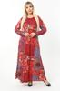Женское платье большого размера, красное длинное платье с этническим рисунком
