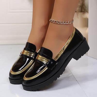 Зимние Толстоподошвенные Низкие Одинарные Туфли Женские 2025 Новые Большого Размера Маленькие Кожаные Туфли