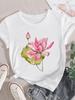 (Asian Size) Women Flower Trend Cute Style 90s Short Sleeve Fashion Tee Top Clothing Print Lady Casual Tshirt Female Graphic T-shirts