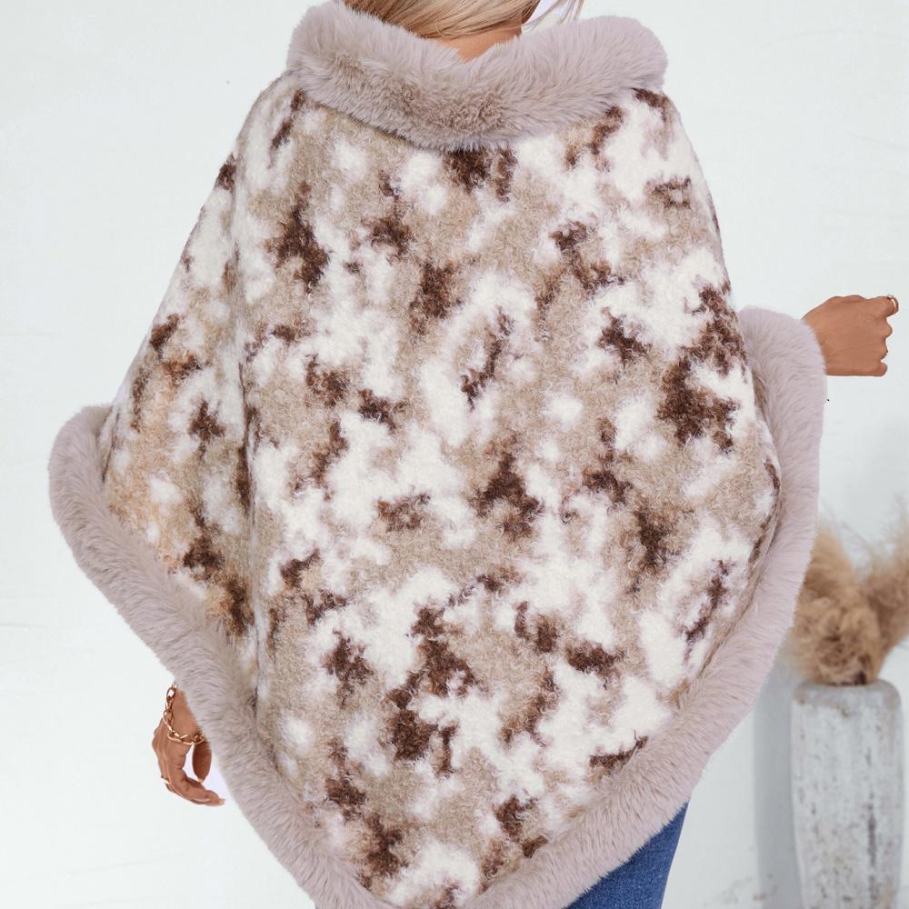4 цвета Женское пончо из искусственного меха Треугольное Теплое Пуловер Свободное Пальто Зима Леопард Овечий Флис Бархат Толстые Мягкие Накидки
