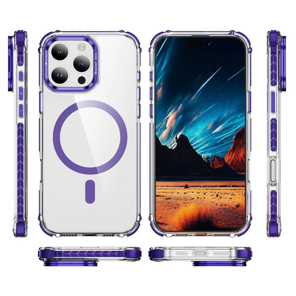 Прозрачный чехол для iPhone 14 Pro Max с крышкой-подставкой для объектива, совместимый с MagSafe