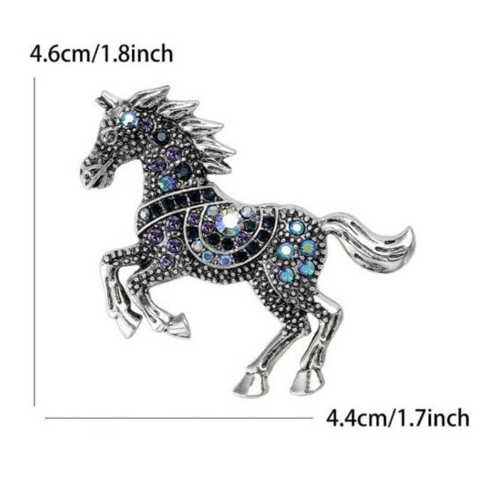 Casual Zodiac Animal Lapel Pins Luxury Metal Badge Pin Rhinestone Horse Brooches New Year Gifts