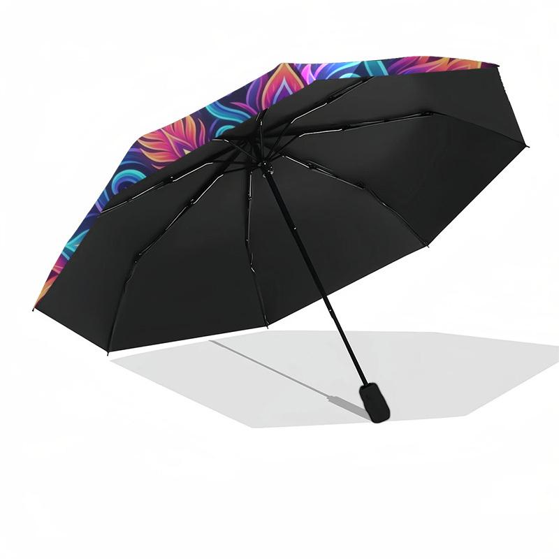 1pc Mandala, Abstract Art, Neon Colors Umbrella with Plastic Handle,Compact & Stylish,Suitable for All Seasons YS331042