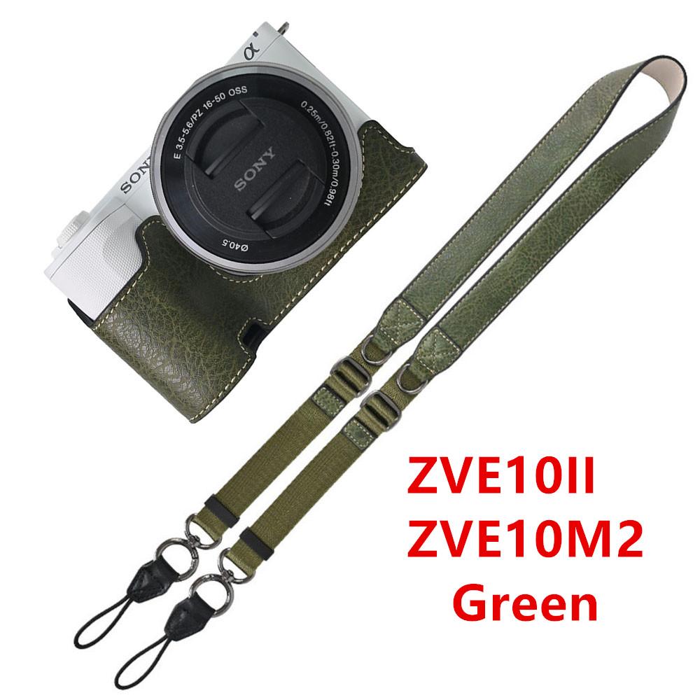 Получехол для камеры из ПУ кожи личи для Sony A6700 A6400 A6300 A6100 A6000 ZVE10 ZVE10II ZVE10M2 с открывающимся снизу чехлом и ремешком