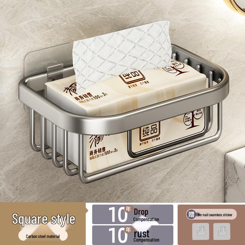 Настенный держатель для туалетной бумаги для ванной комнаты без сверления - Коробка для хранения рулонной туалетной бумаги