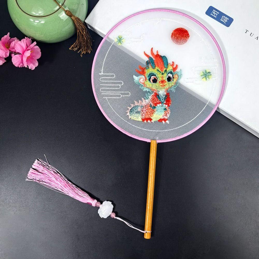 Милая панда в китайском старинном стиле круглый веер креативная вышивка круглый веер реквизит для фотосъемки