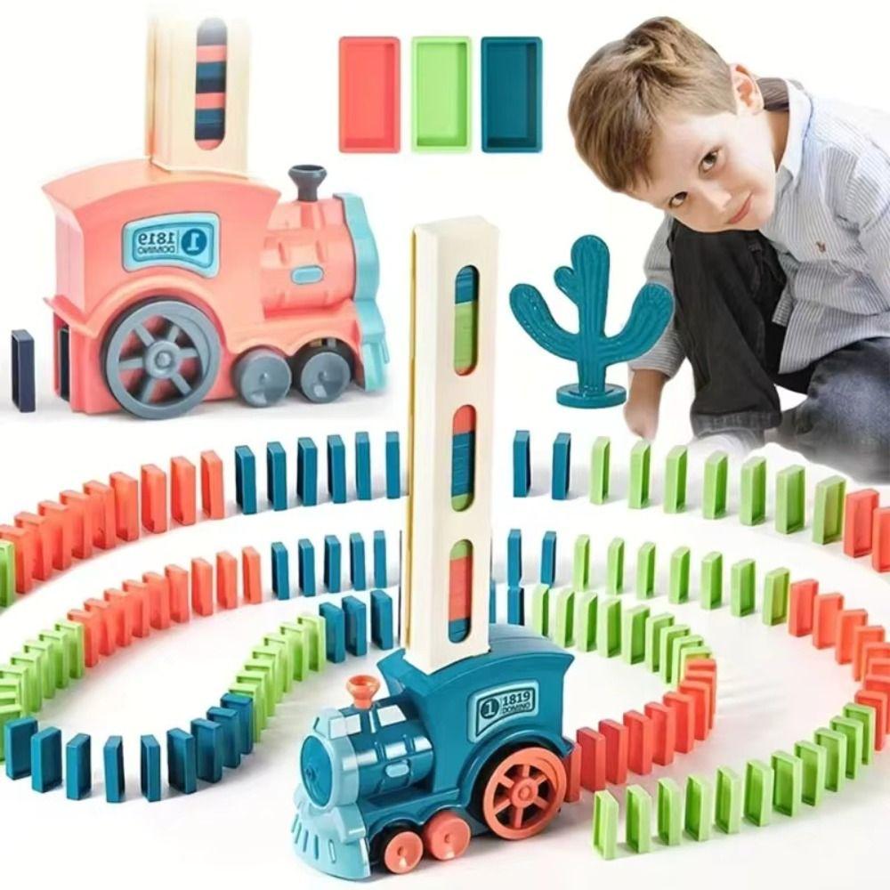 Automatic Laying Domino Train Sound Light Electric Train Intelligent Children Toy Kids Puzzle