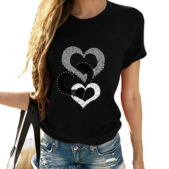 Футболка для девочек с круглым вырезом и короткими рукавами, устойчивая к царапинам, повседневный пуловер с забавным принтом в виде сердца, уличная одежда