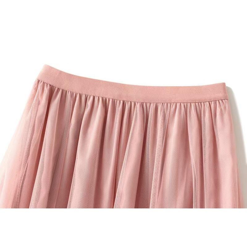 Юбка-бюстье Swing Design Sense of Net Yarn, новая тонкая пышная юбка с высокой талией, драпированная юбка-бюстье Sense of Temperament