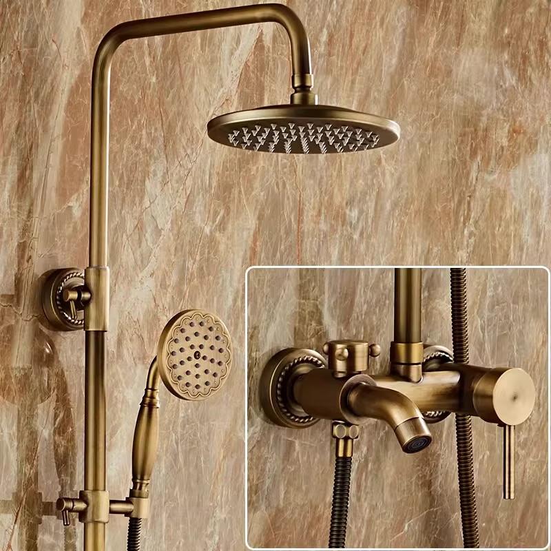 Античная латунная душевая система TLXT с дизайном из синего фарфора