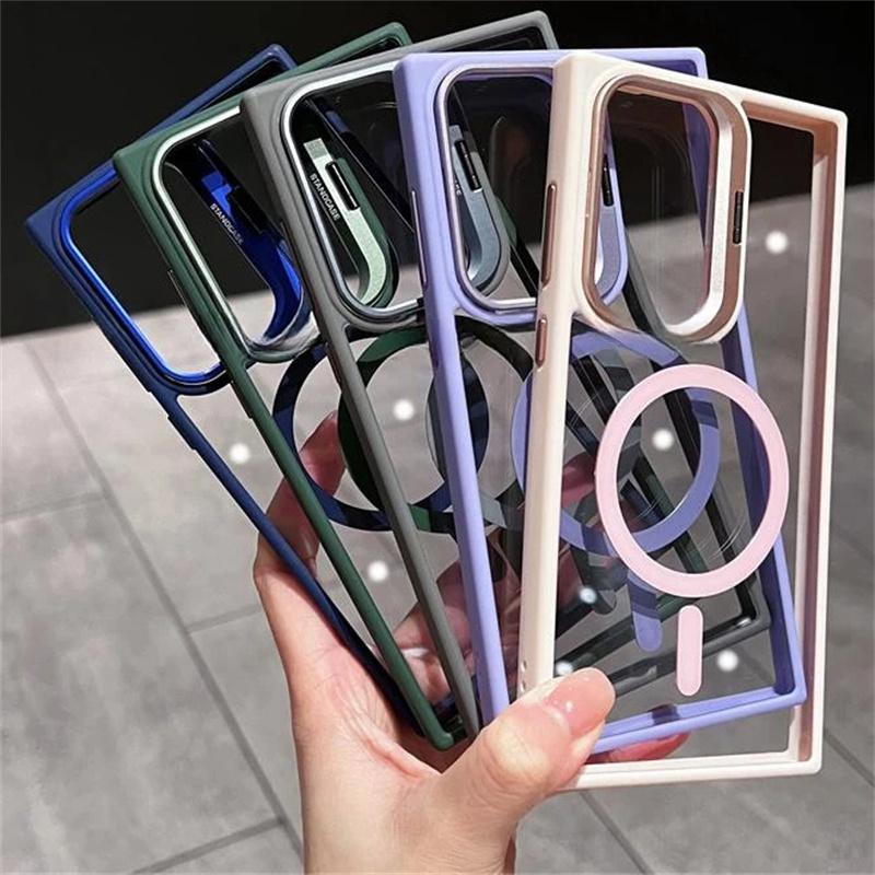 For Magsafe Wirelesss Charge Case For Samsung Galaxy S25 S24 S23 Ultra Lens Protector Phone Cases For Samsung S24 S23 Plus Cover