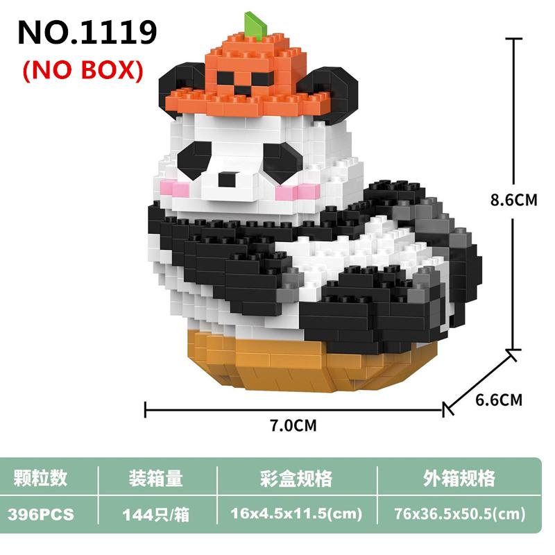 Kawaii Panda Series Micro Particle Building Block Creative Cute Animals DIY Assembled Bricks Toys For Chillren Christmas Gift