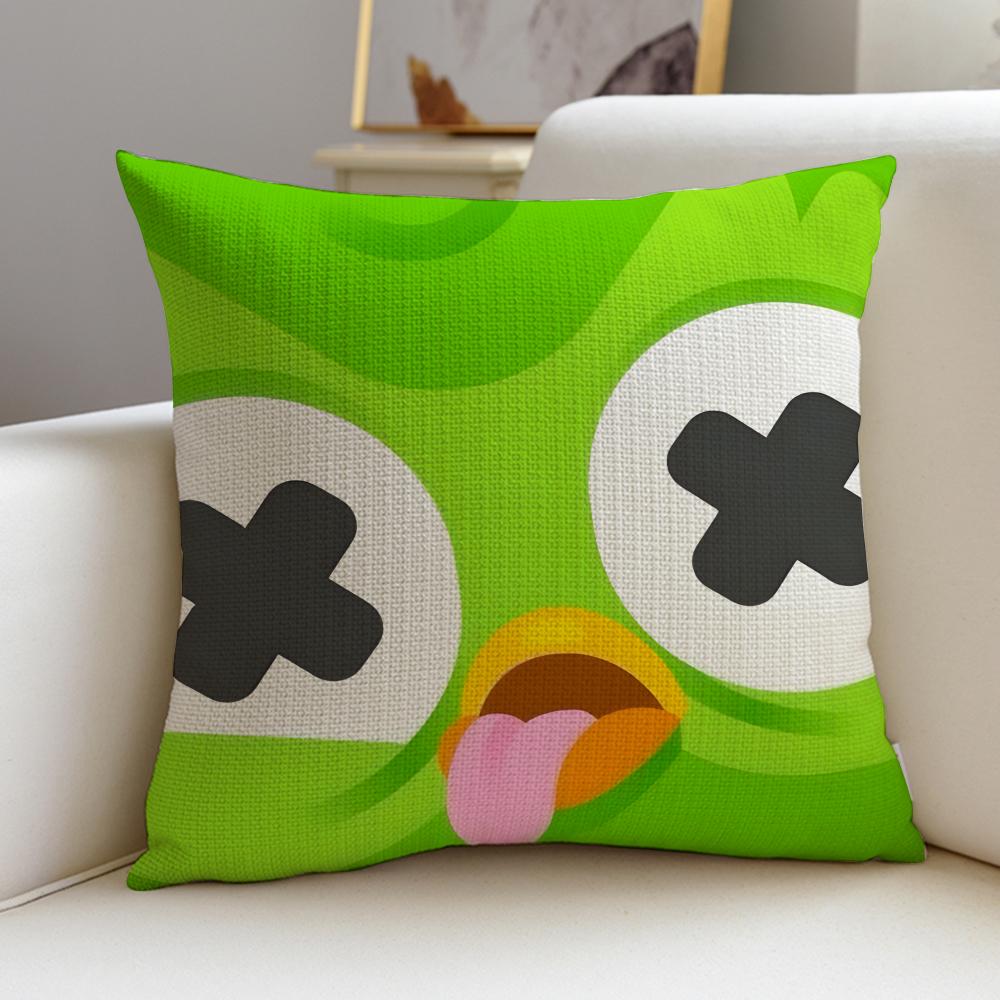Fun DDuolingoS Cushion Cover Breathable and skinfriendly linen pillowcase square removable and washable cushion