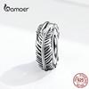 BAMOER Bohemia Feather Spacer Stopper с силиконовыми винтажными бусинами из стерлингового серебра 925 пробы