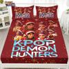3 Christmas K-Pop Demon Hunters Print Coreless Bed Sheet Set Multiple Size Bedcover Bedroom Bedding Decoration Machine Washable