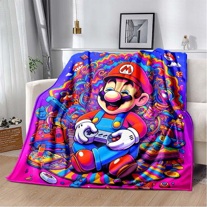 Super Mario game blanket, warm and comfortable flannel blanket, suitable for bedrooms, sofas, beds, chairs