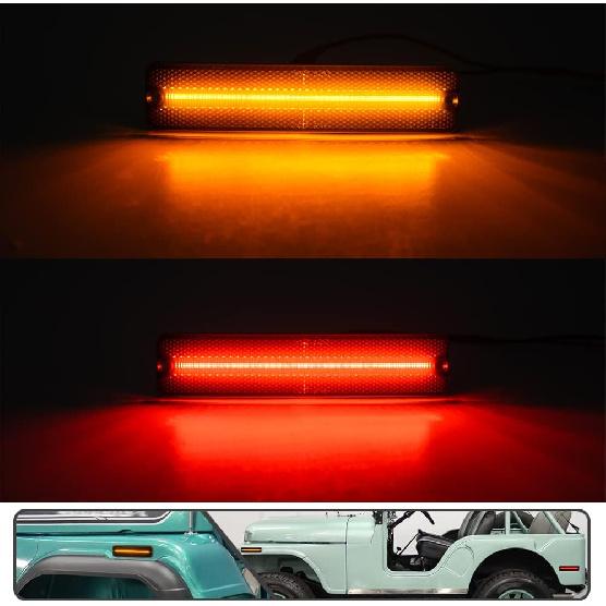 4Pcs Amber/Red LED Side Marker Lights for J'eep Cherokee SJ Wagoneer Grand Wagoneer J10 J20 Pickup CJ-5 CJ-6 CJ-7 Scrambler CJ-8 Indicator Turn